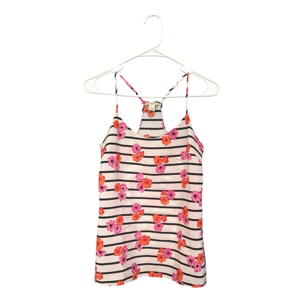 J.Crew Floral Striped Racerback Tank Top Women's Size 00 Multicolor Sleeveless
